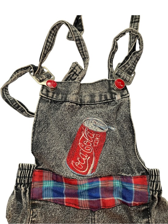 Coca Cola Other - Vintage 80s Coca-Cola Toddler Overalls Acid Wash Plaid 2T